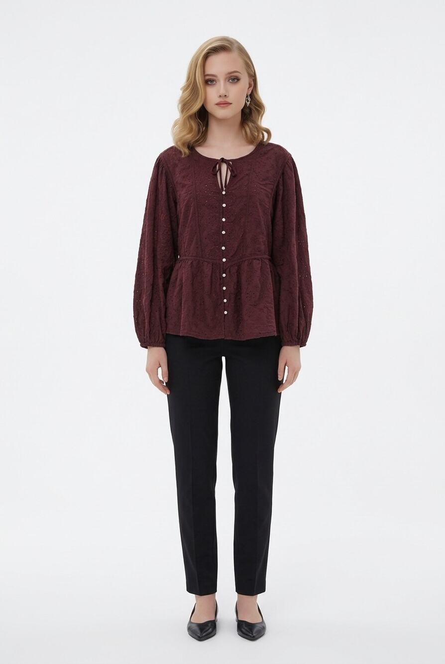 Old Navy Burgundy Bohemian Feminine Peasant Balloon Sleeve Blouse Size XXL